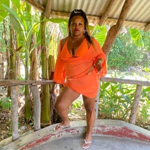 Vibrant Orange Swim Cover-Up Set